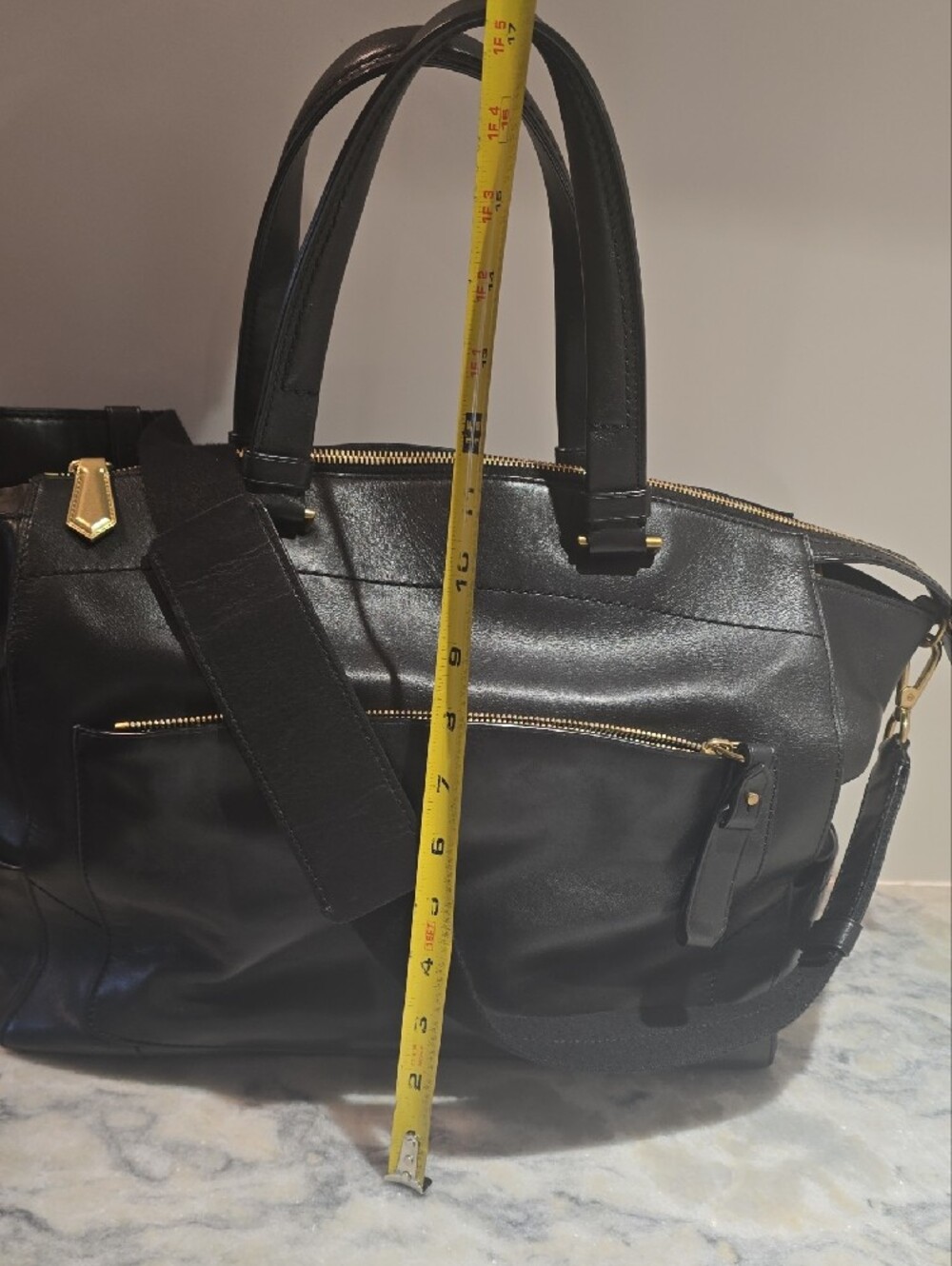 Reed Krakoff Large Black Leather Shoulder Tote with Gold Hardware - Picture 3 of 16